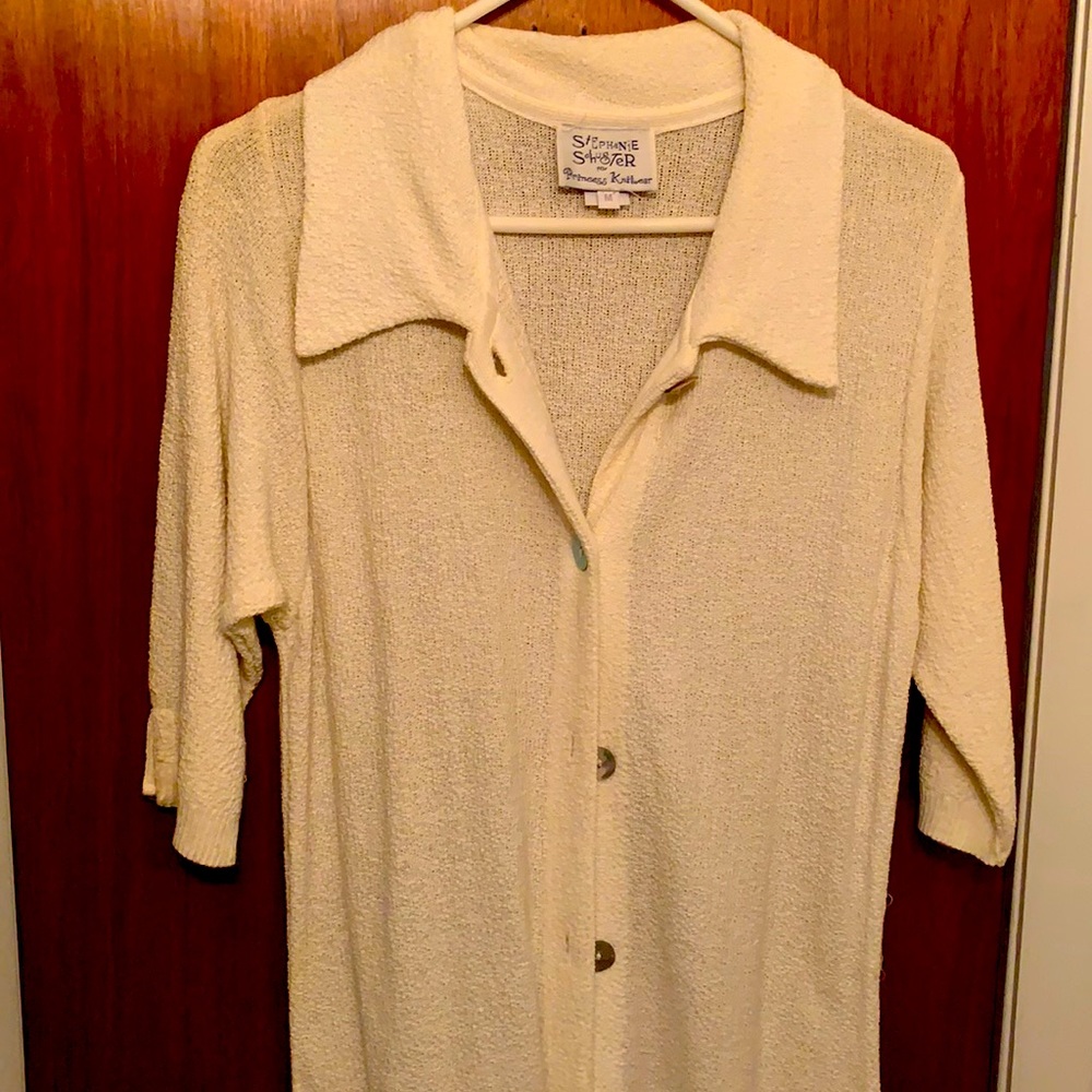 Cotton Knit, 3/4 sleeve button down dress